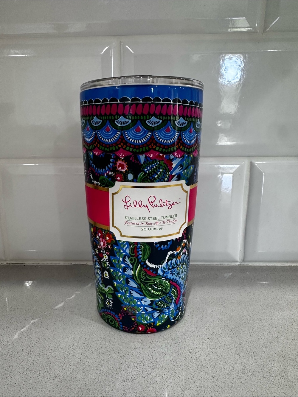 Lilly Pulitzer Multi Blue Pink Floral Stainless Steel Tumbler